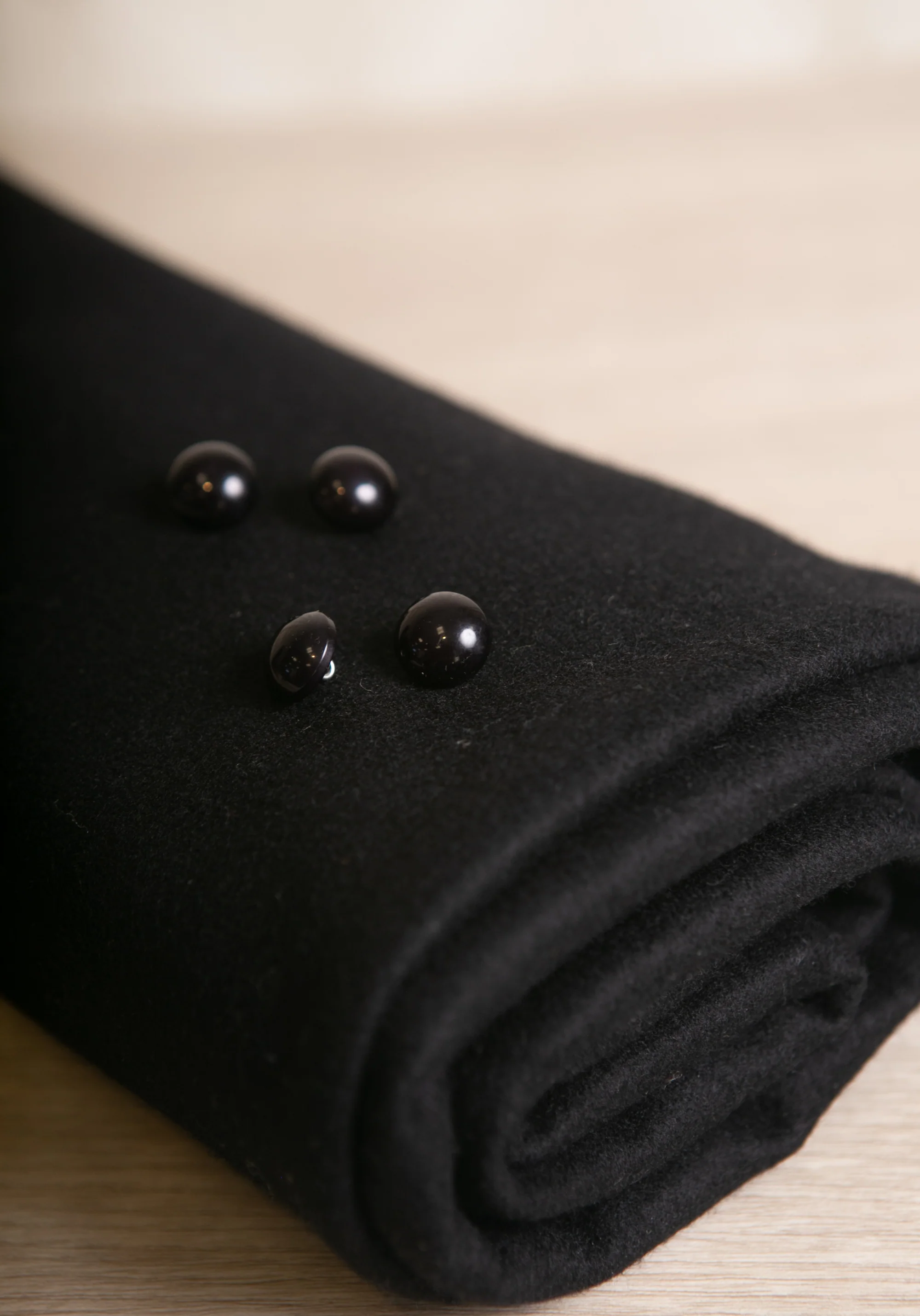 COUPON 170 cm - Lainage Flanelle manteau – 100% Laine - Noir - Image 4