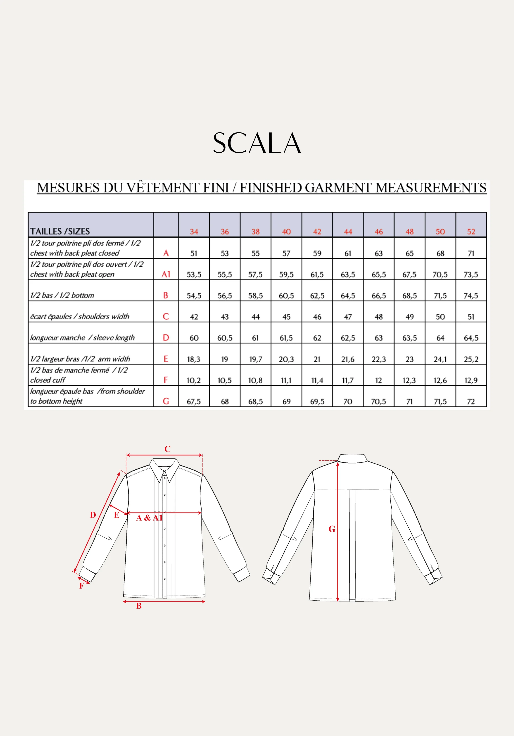 Patron couture chemisier Scala  / PDF (A4, A3, A0, US Letter) - Cadres, Calques par Taille, Vidéoprojection - Image 3