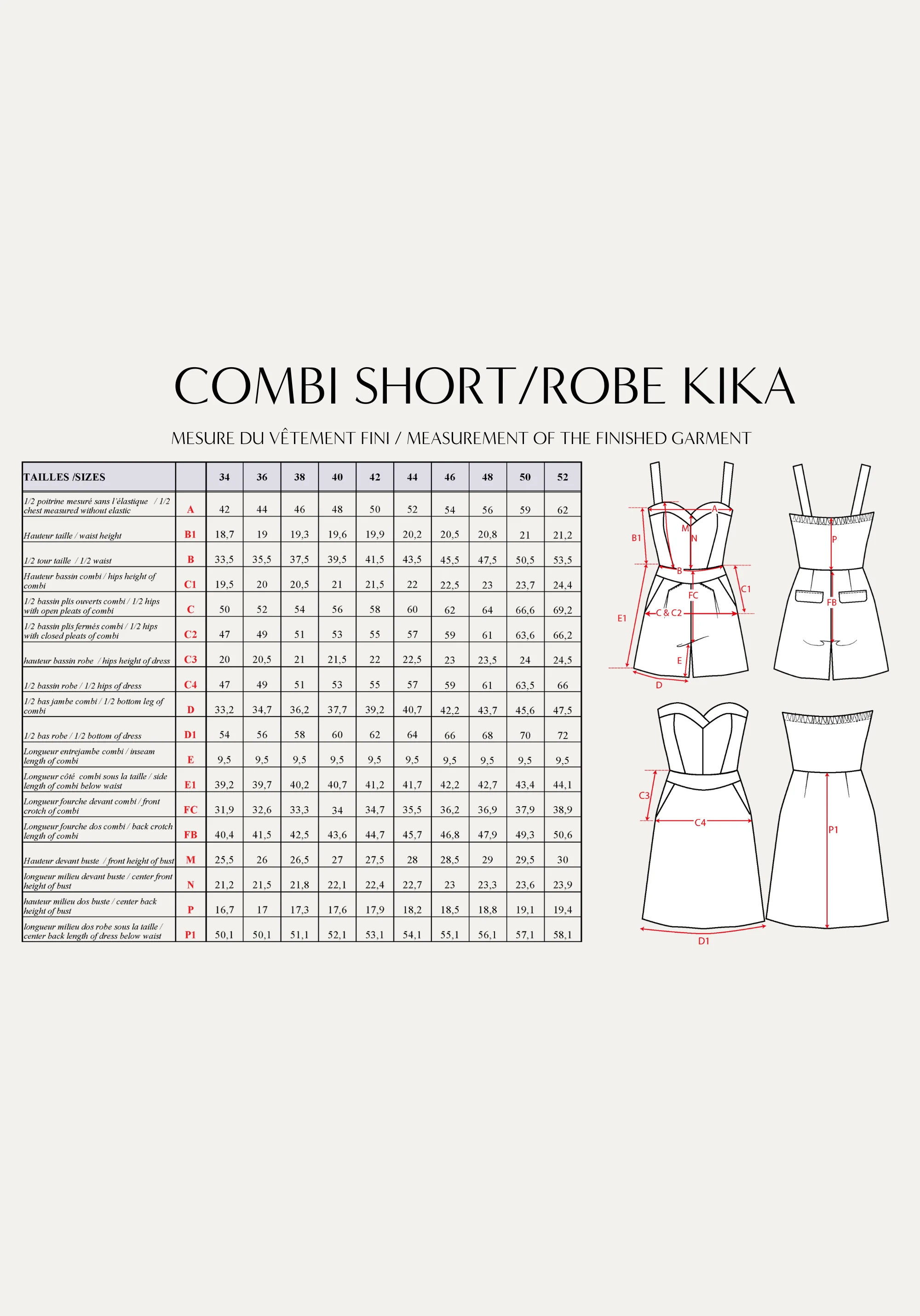 Patron couture combinaison Kika / PDF (A4, A3, A0, US Letter) - Cadres, Calques par Taille, Vidéoprojection - Image 3