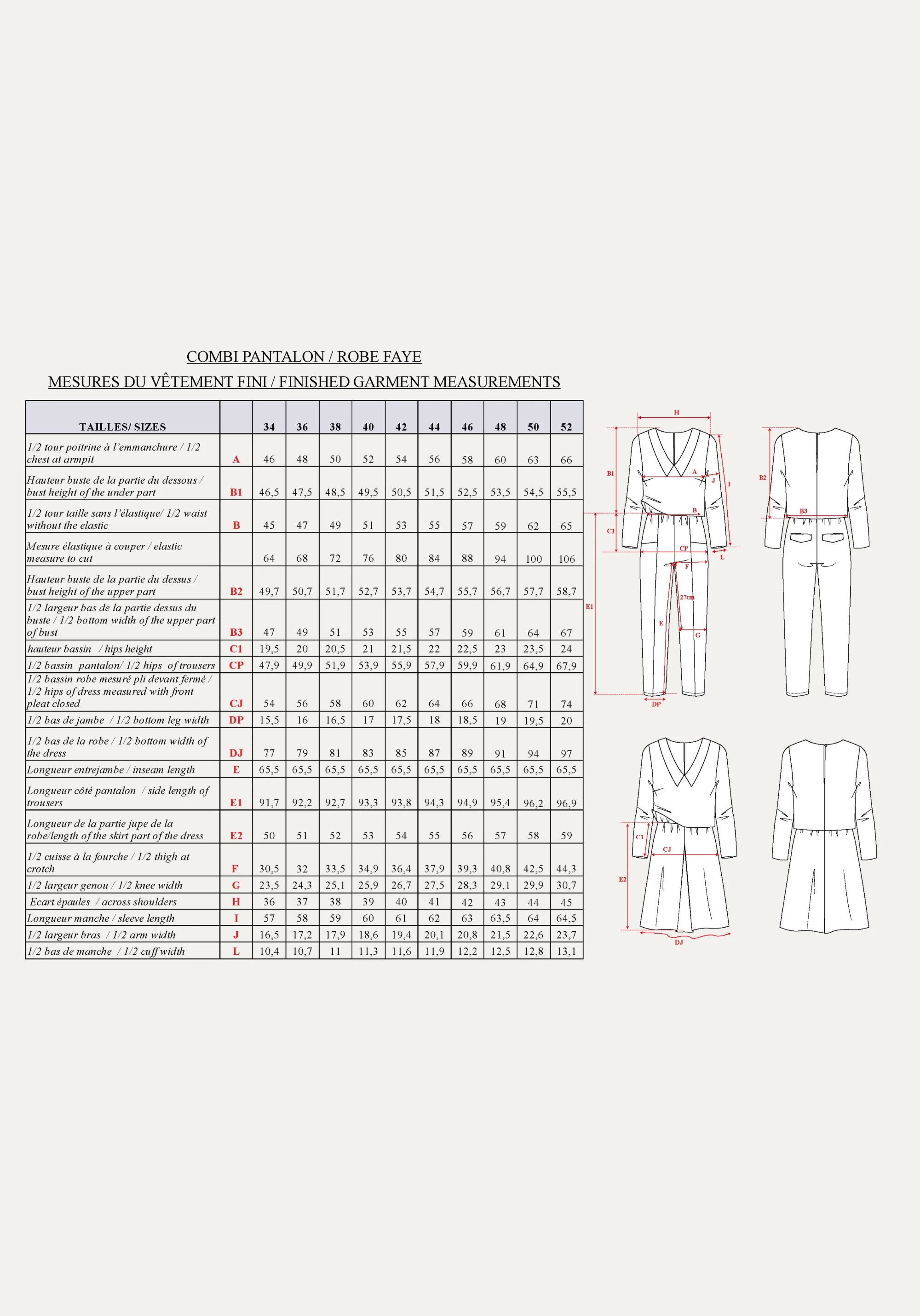 Patron couture combinaison, robe Faye / PDF (A4, A3, A0, US Letter) - Cadres, Calques par Taille, Vidéoprojection - Image 3