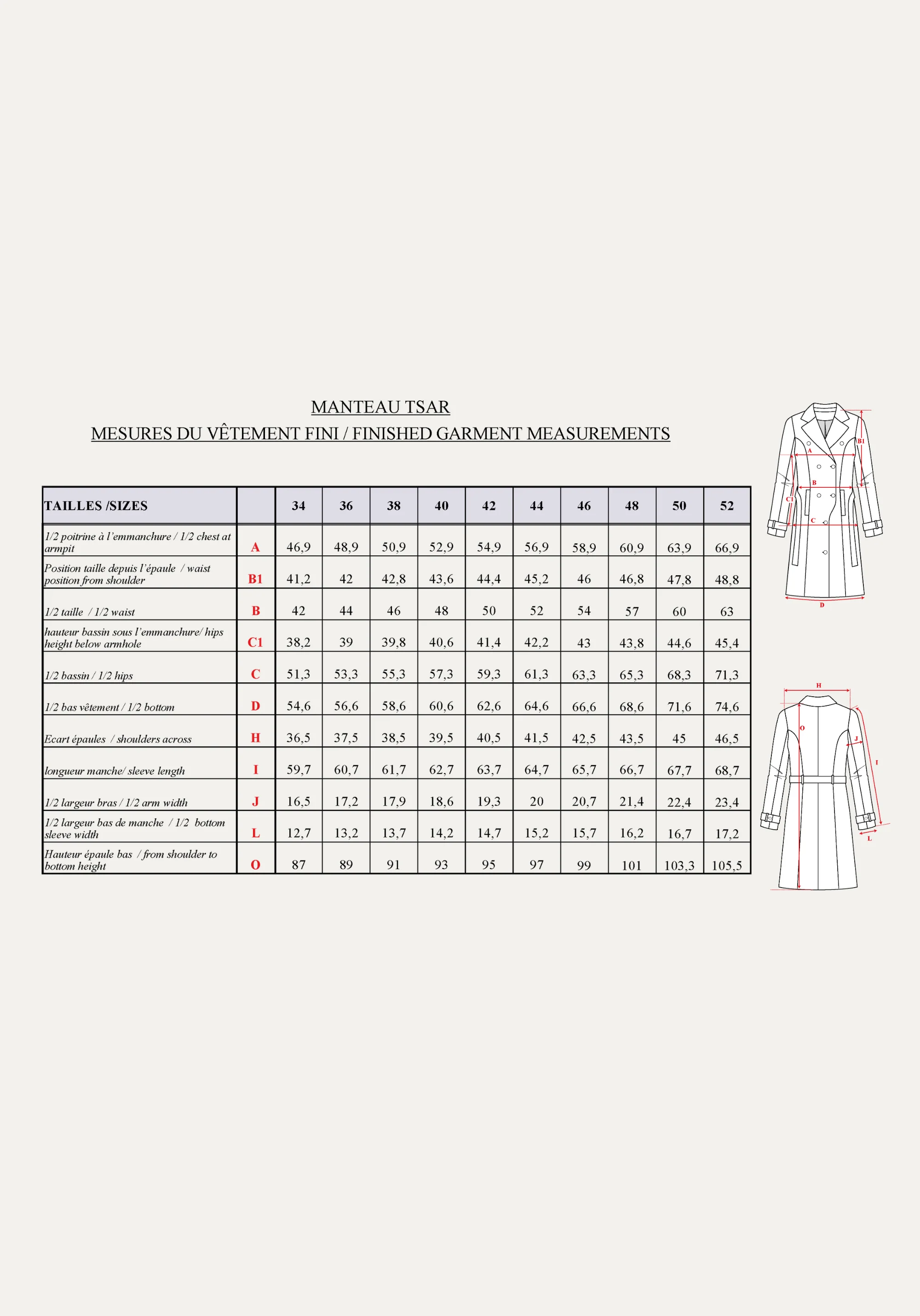 Patron couture manteau, veste Tsar / PDF (A4, A3, A0, US Letter) - Cadres, Calques par Taille, Vidéoprojection - Image 3