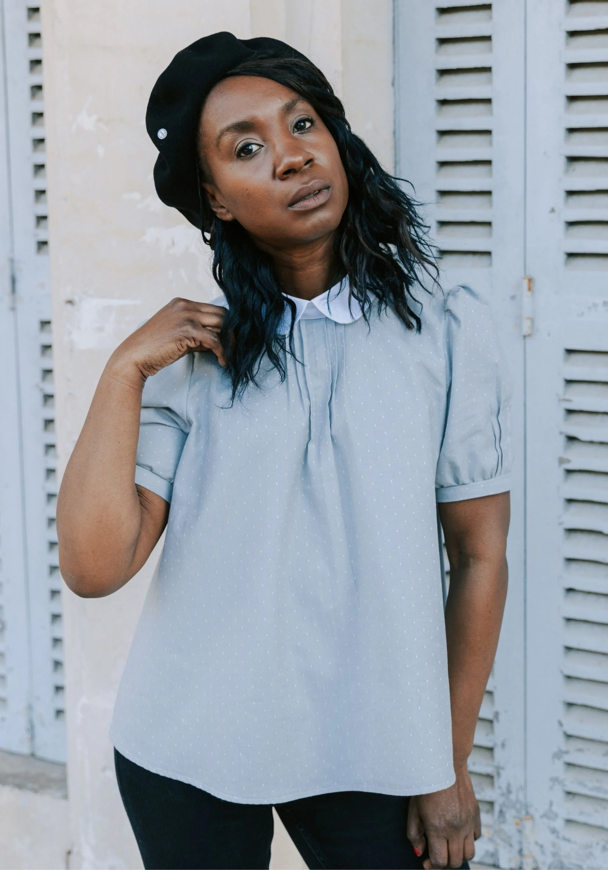 Patron couture PDF blouse Tilda et ses 5 options de col / PDF (A4, A3, A0, US Letter) - Cadres, Calques par Taille, Vidéoprojection - Image 19