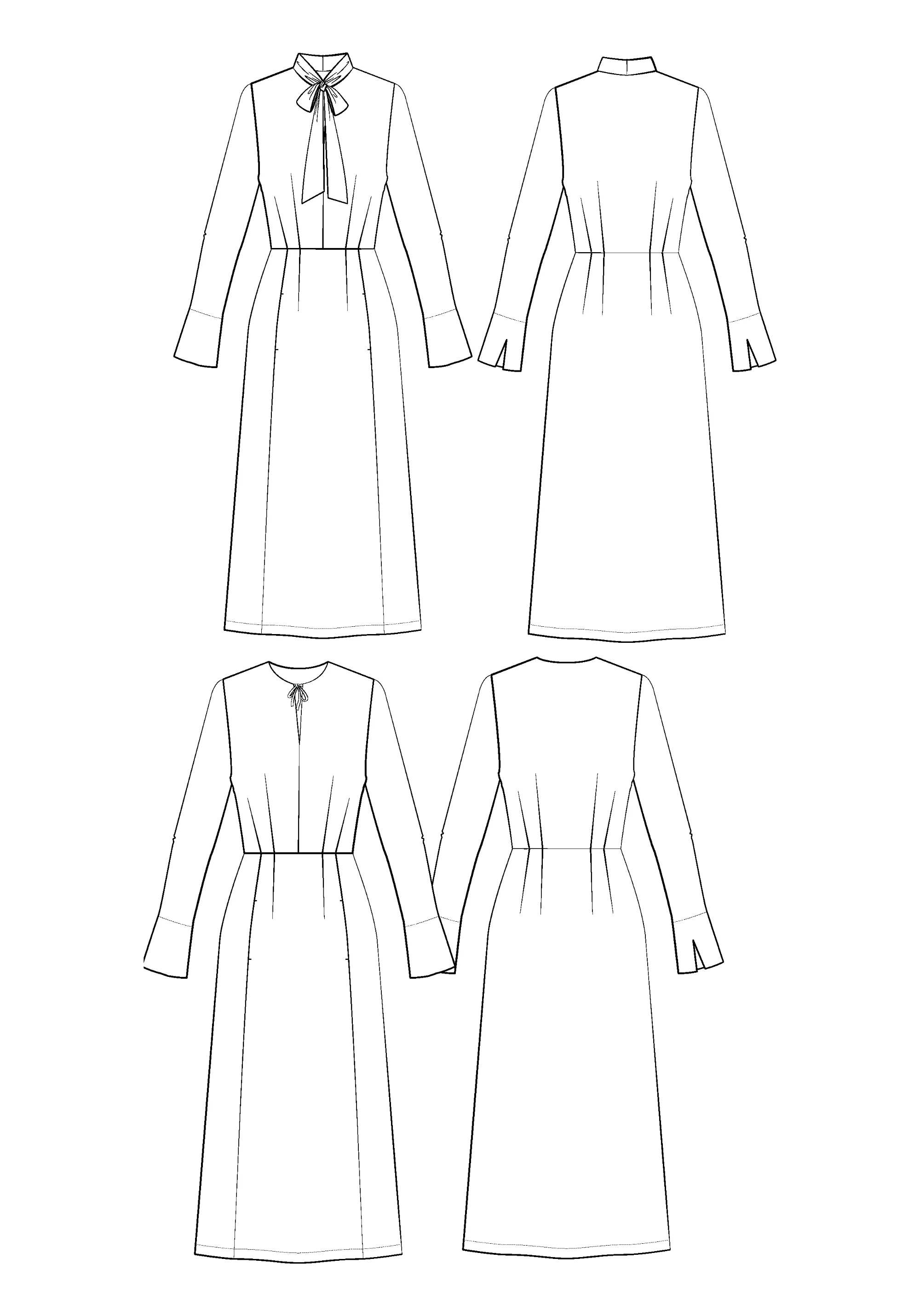 Patron couture robe Péninsule / PDF (A4, A3, A0, US Letter) - Cadres, Calques par Taille, Vidéoprojection - Image 3