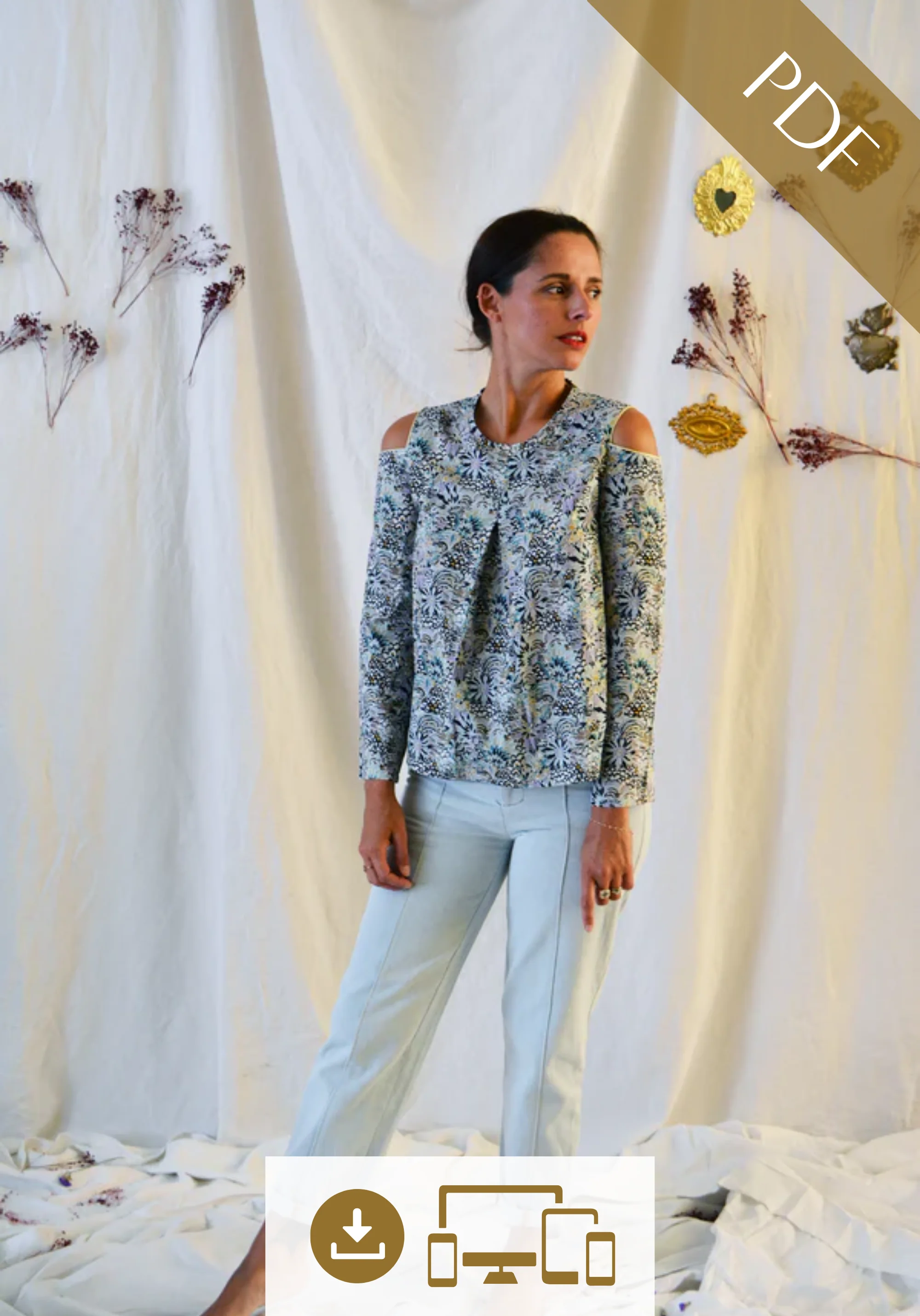 Patron couture top Balmoral / PDF (A4, A3, A0, US Letter) – Tailles 34 à 56 – Cadres, Calques par Taille, Vidéoprojection