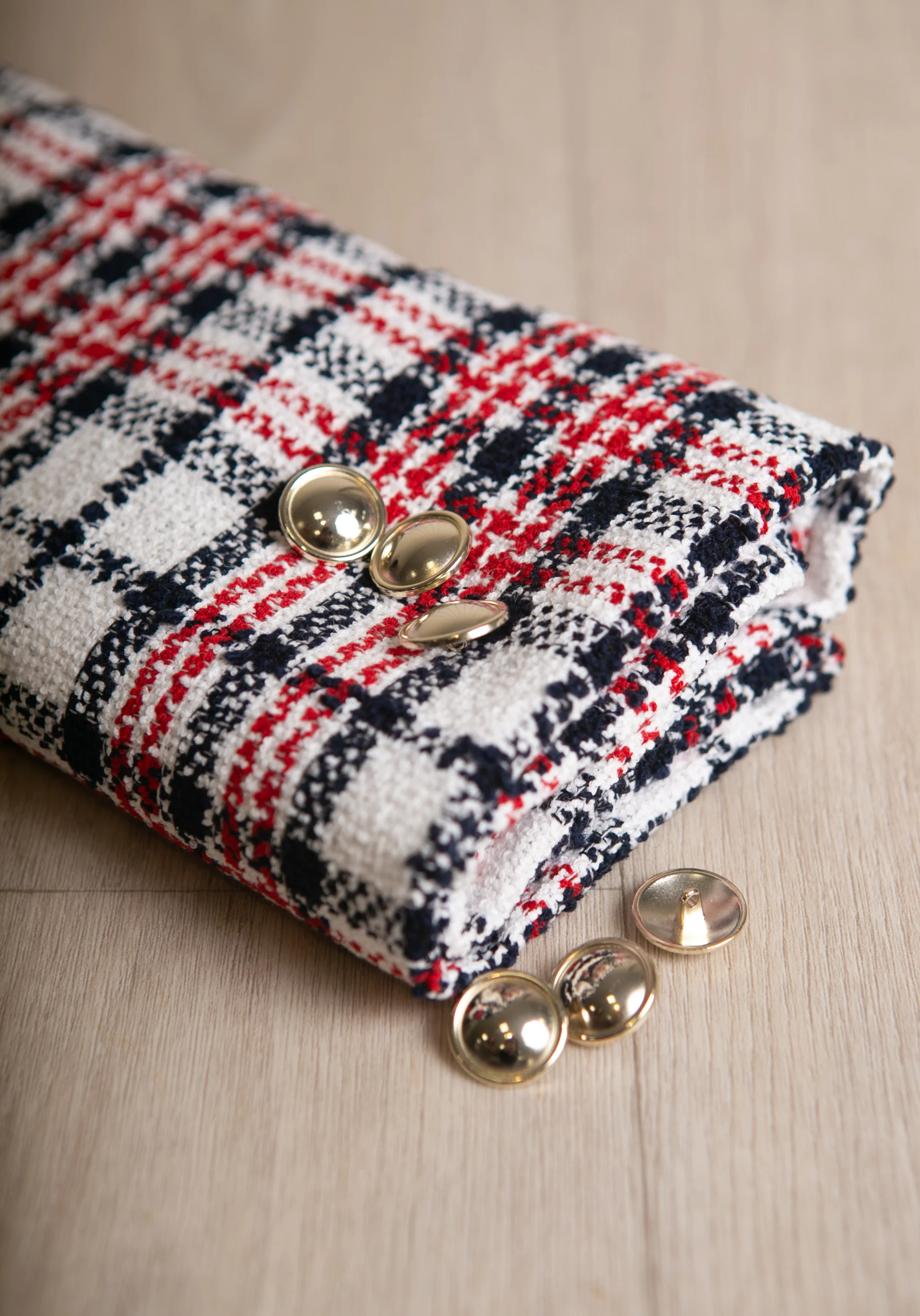 Tissu Tweed Bouclé Tartan - Laine & Coton - Image 12